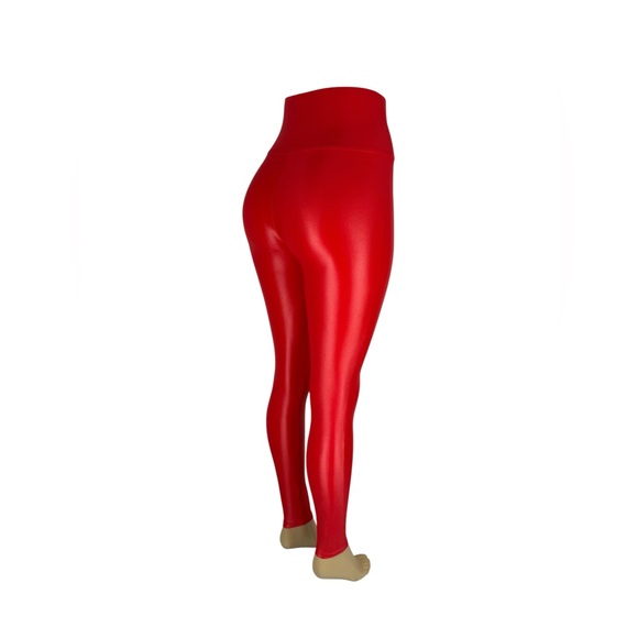 Carbon38 Womens Small Legging Takara Shine Red High Rise Nylon Lycra Gym NWT - Picture 5 of 9
